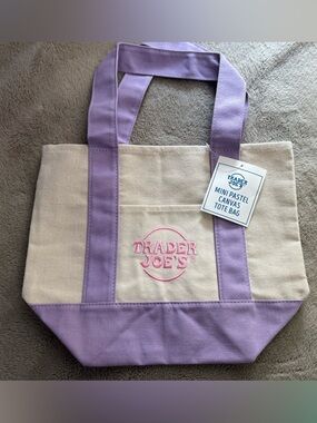Mini Pastel Canvas Tote Bag - Cream & Lavender